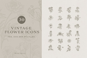 Vintage Flower Icons - Logo Elements, an Illustration by BlumenSoul