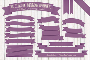 Amethyst Ribbon Banner Clipart, an Illustration by Amanda Ilkov