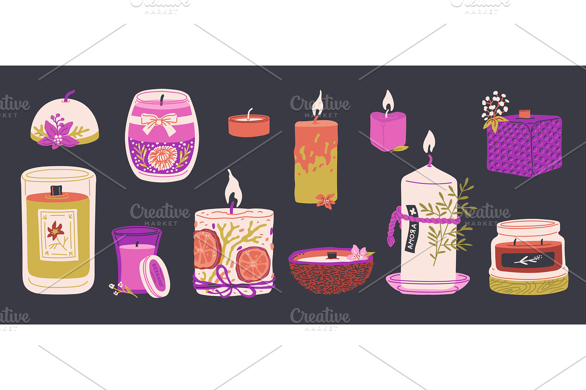 Aromatic perfume fragrance candles, an Object Illustration by Sabelskaya