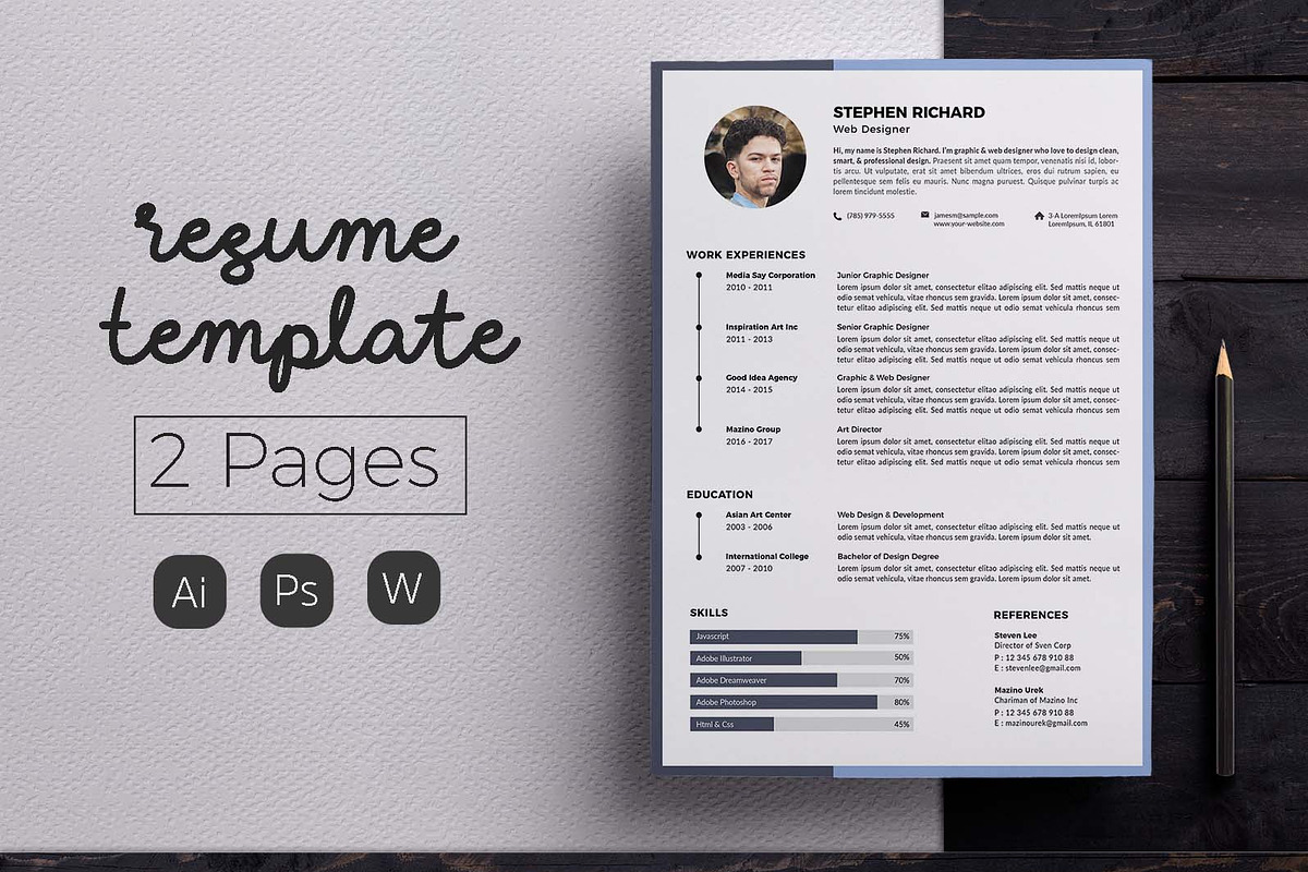 Creative Resume & CV Template, a Resume Template by Hito Graphic (Photo 1 of 8)