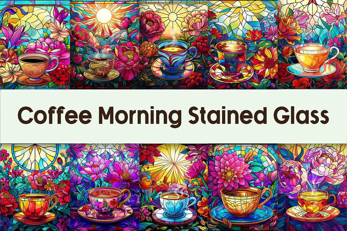 Coffee Morning Stained Glass, a Background Graphic by AdriOP