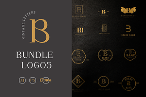 B letter MINIMAL VINTAGE LOGOS