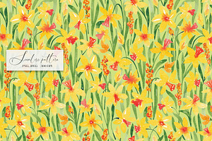 Daffodils Seamless Pattern