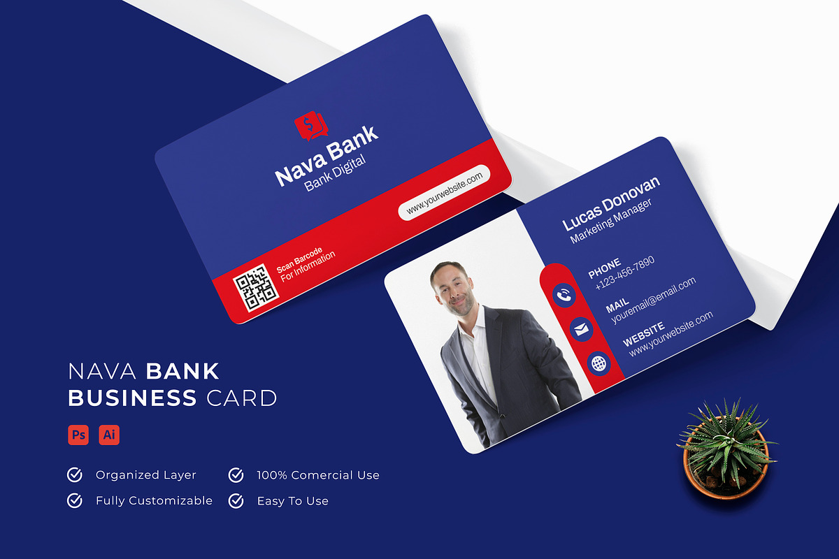 Nava Bank - Business Card, a Business Card Template by Esensifiksi.studio (Photo 1 of 3)