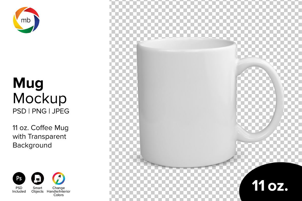 PSD MUG MOCKUP - 11 oz. Coffee Mug, a Cups & Container Mockup by MelissaBMockups (Photo 1 of 6)