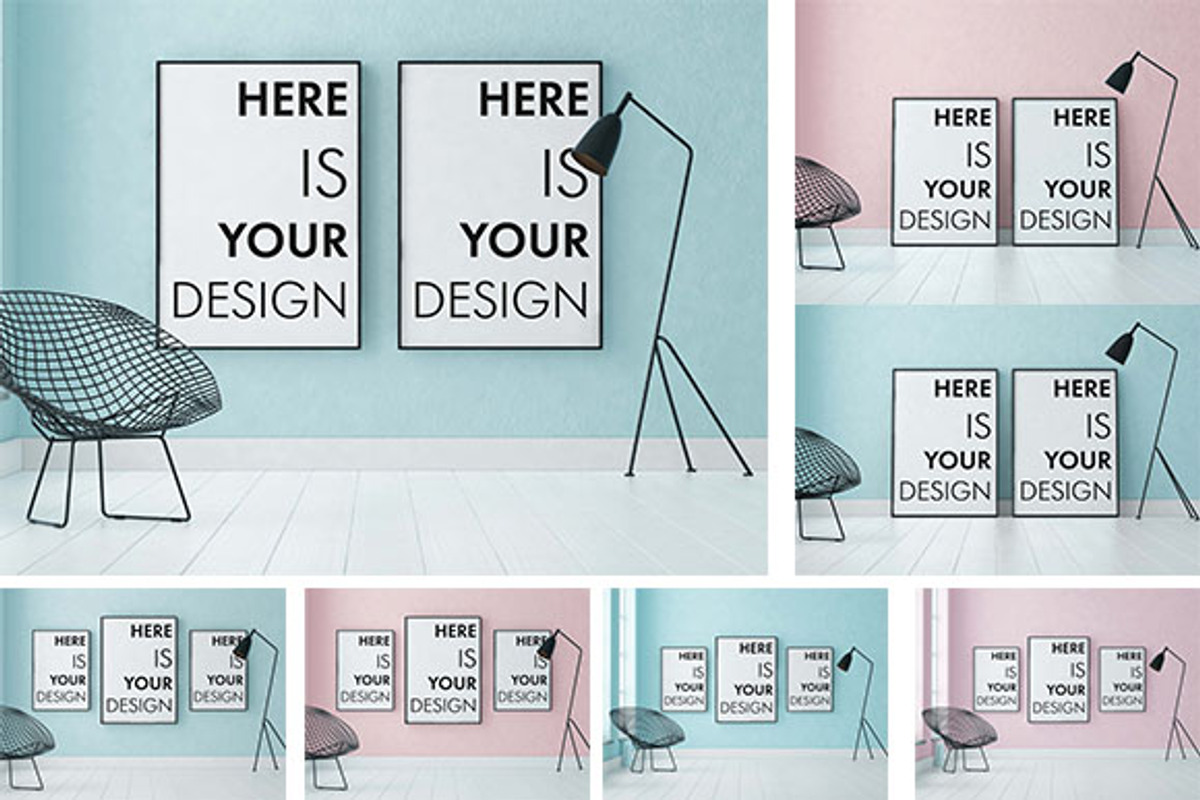 4 mockups interior loft style, a Print Template by FilL239 (Photo 1 of 9)