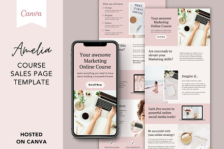 Course Sales Page Template Canva, a Landing Page Template by DeeBeeDesign