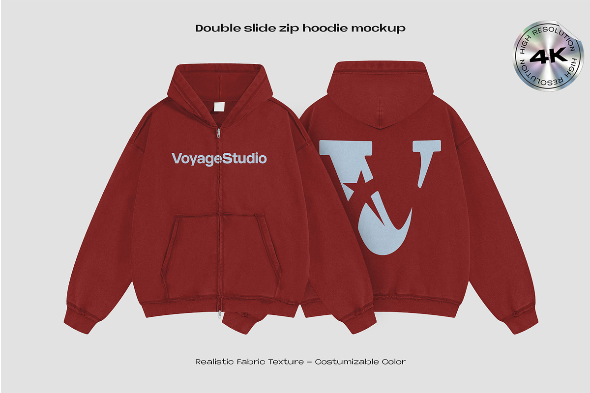Double slide zip hoodie mockup, a Hoody Mockup by Voyage Studio (Photo 1 of 3)