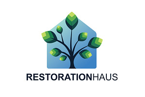 Minimal house and tree logo, an Architecture Photo by LogosDen