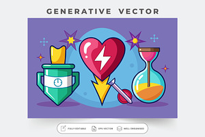 A heart and lightning symbol, hourgl, a Graphic by Iftikhar Alam