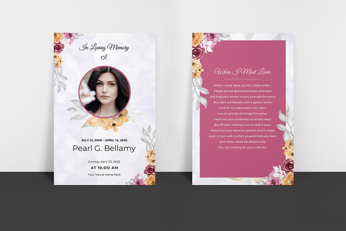 Funeral Program And Prayer Card, a Brochure Template by crazyOWL (Photo 5 of 8)