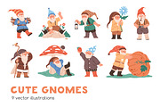 Cute cartoon gnomes, dwarfs set, an Illustration by Good Studio (Thumbnail 1 of 7)