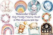 Baby Monthly Milestones Clipart, an Illustration by DreamCafeArt (Thumbnail 1 of 7)