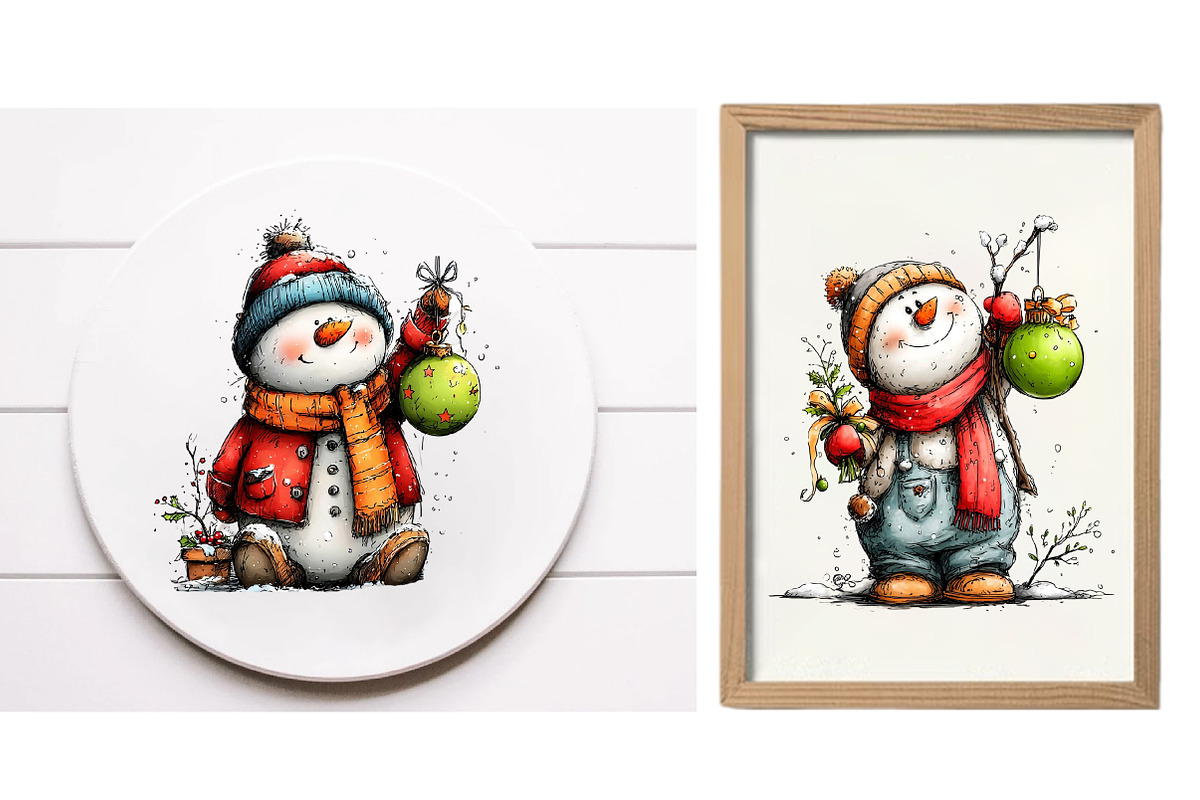 New year Snowman  clipart, an Illustration by Designworld (Photo 4 of 6)