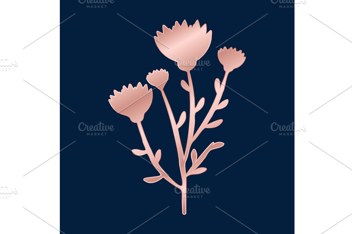Rose golden floral plant design on, an Object Illustration by okskukuruza