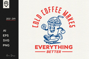 Fun Iced Coffee Character Skateboard, a Graphic by shaondesigns