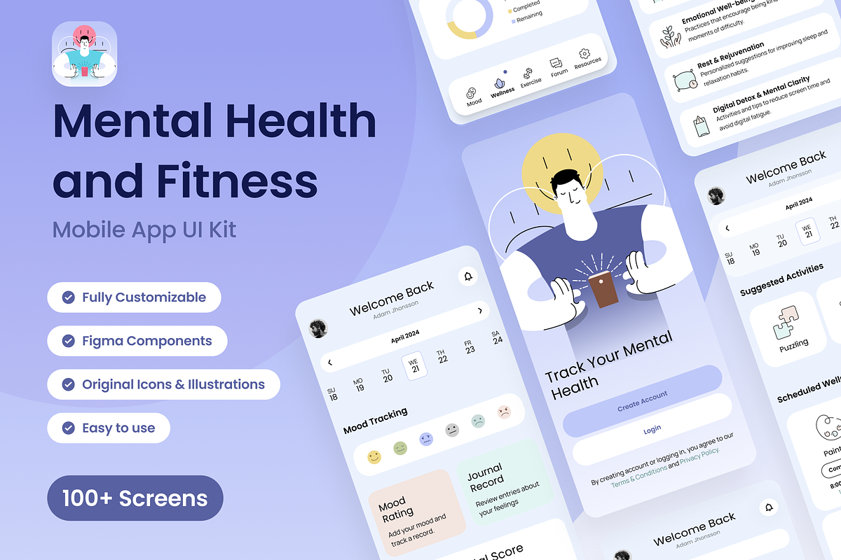 Mental Health & Fitness - UI Kit preview 7