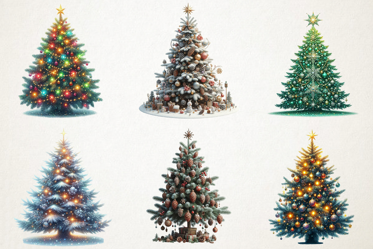 Christmas Trees & Gifts Watercolor, an Illustration by RobertsArt (Photo 4 of 7)