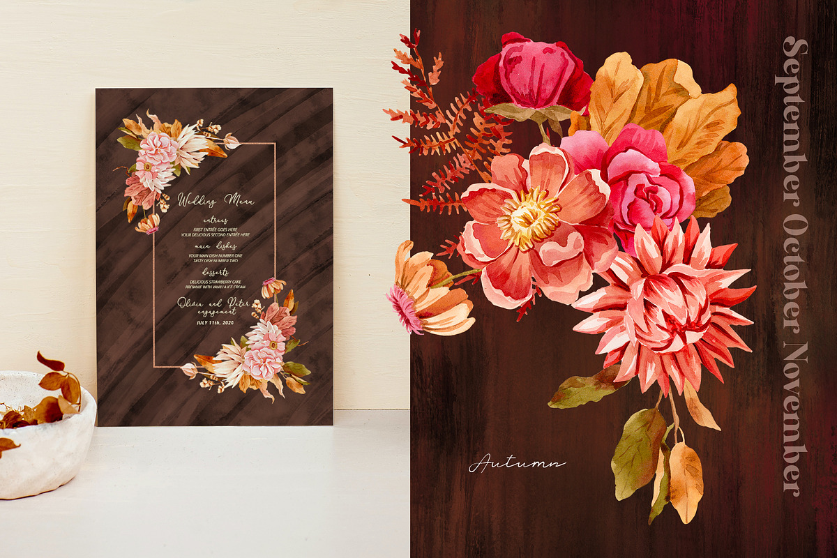 Bright Autumn Watercolor Clipart, an Illustration by Julia M. Watercolor (Photo 6 of 12)
