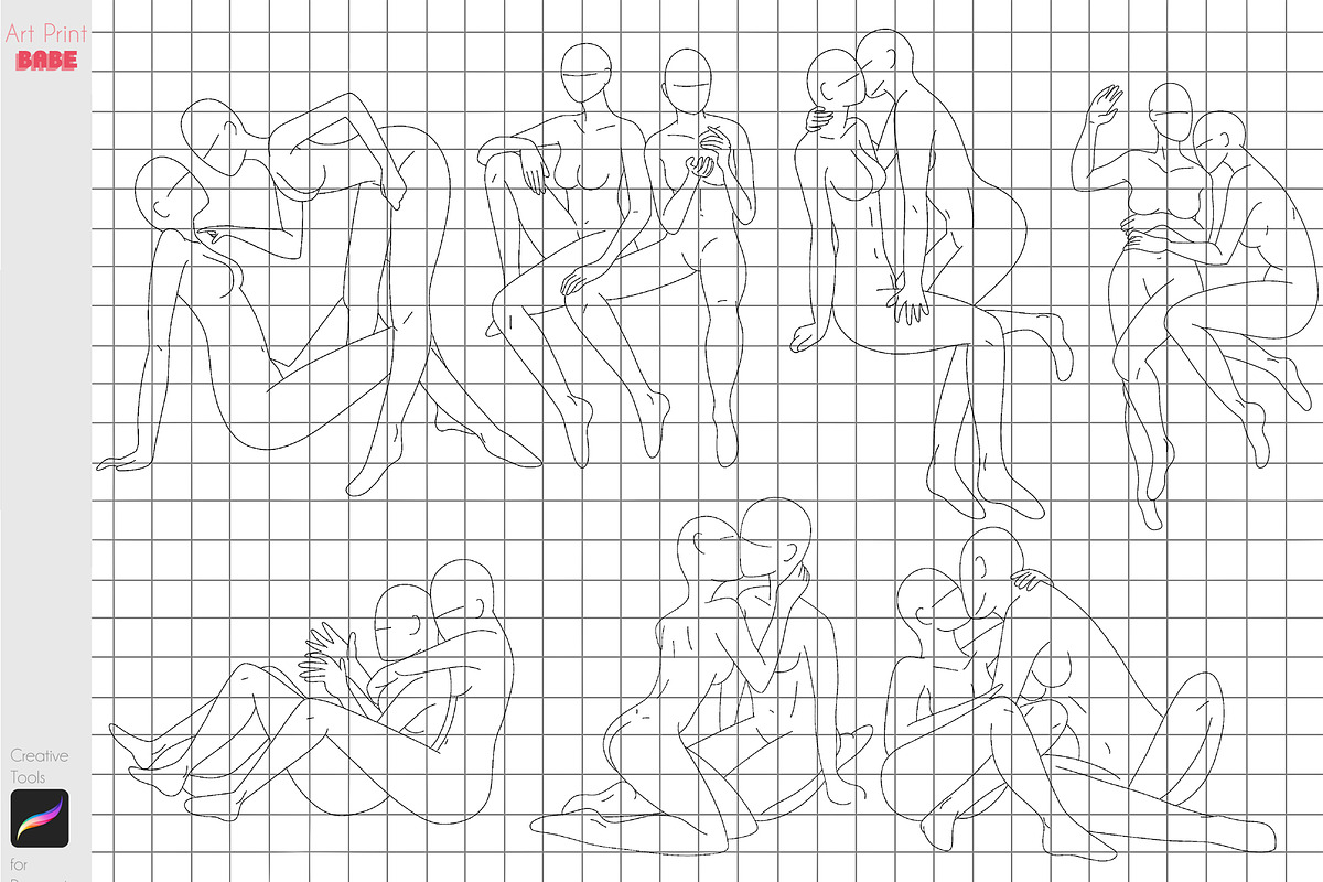 Procreate Couple Body Poses Anime, a Brush Add-On by ArtPrintBabe (Photo 8 of 12)