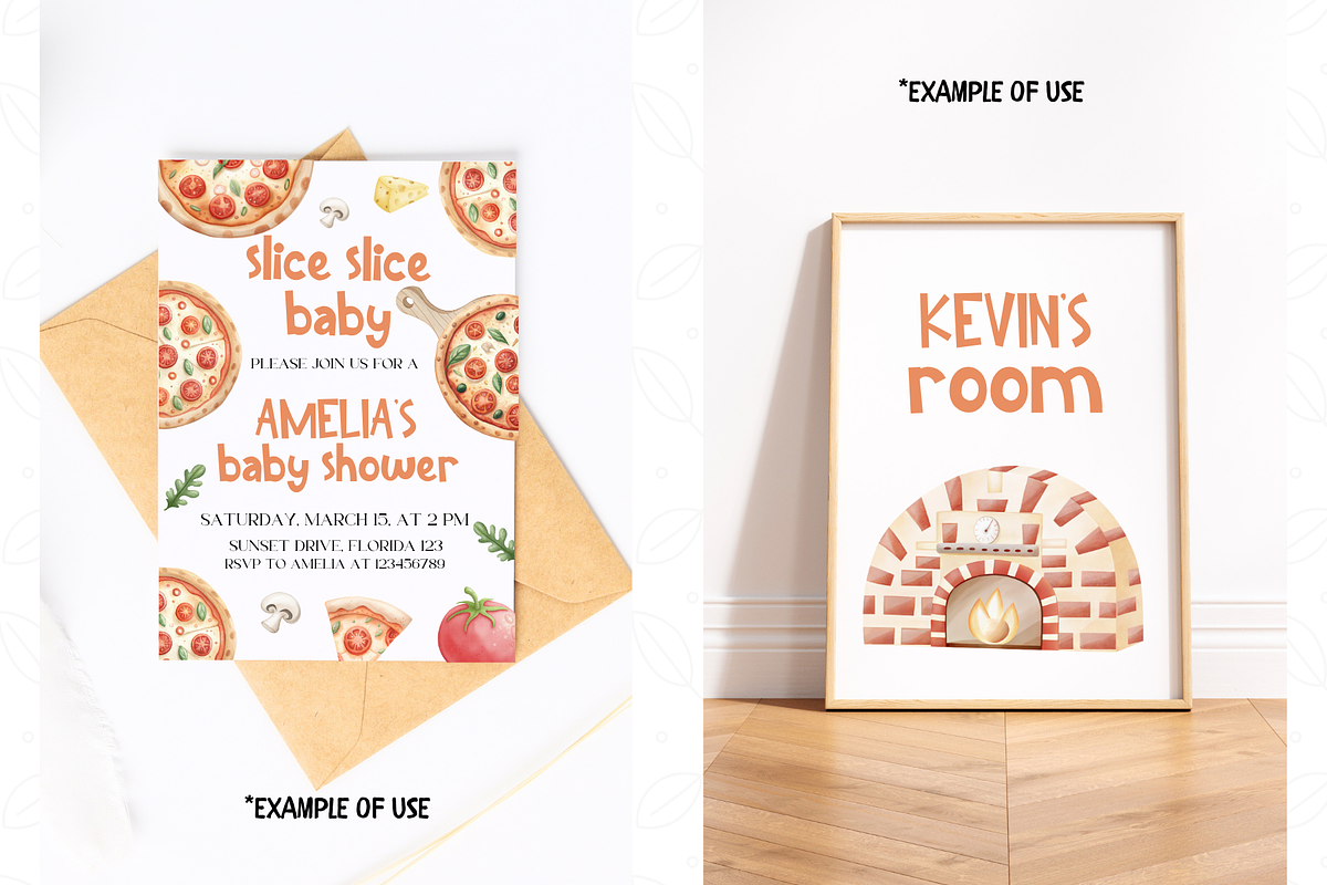 Pizza Party Clipart, Italian Food, an Illustration by TatiMockup (Photo 5 of 5)