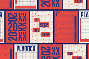 Orange And Blue Grid Planner