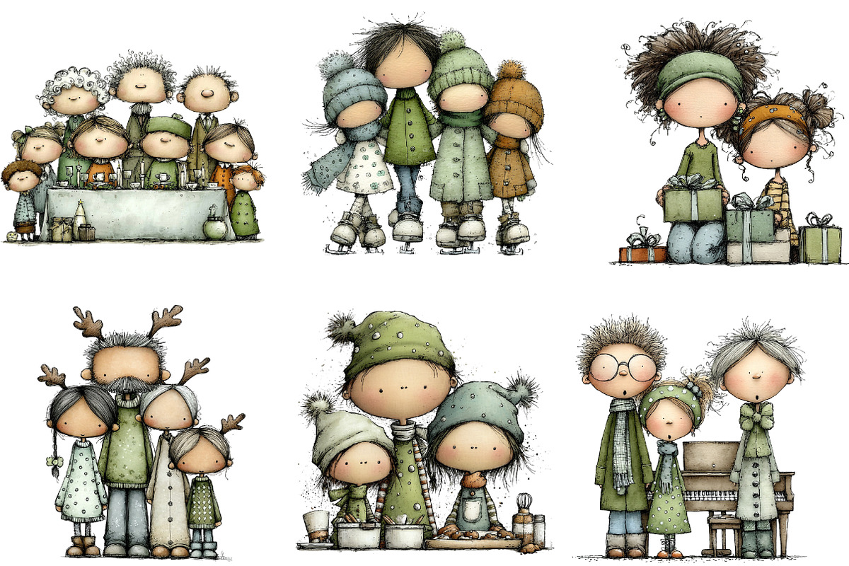 Christmas family Clipart, an Illustration by DreamArtGraphic (Photo 2 of 5)