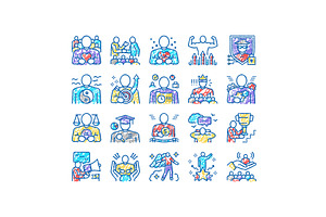 Values Human Life set Icons hand, an Object Illustration by pikepicture