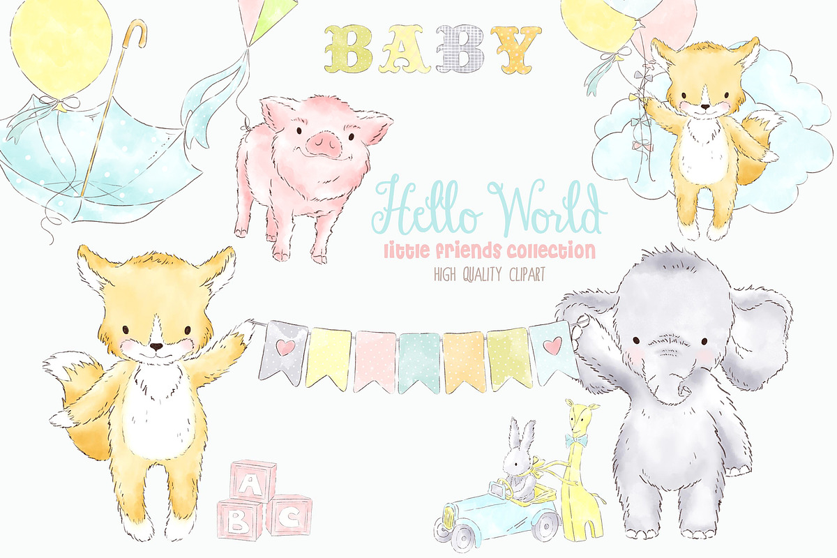 Baby animals watercolor clipart, an Animal Illustration by Magic Story Studio (Photo 1 of 3)