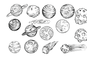 space object handdrawn collection, an Object Graphic by nikagraphic