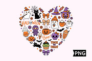 Cute Halloween Icons Heart Shape Art, a Seasonal Illustration by Creative Art (Thumbnail 1 of 3)