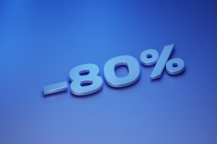 Minus eighty percent discount on a blue background
