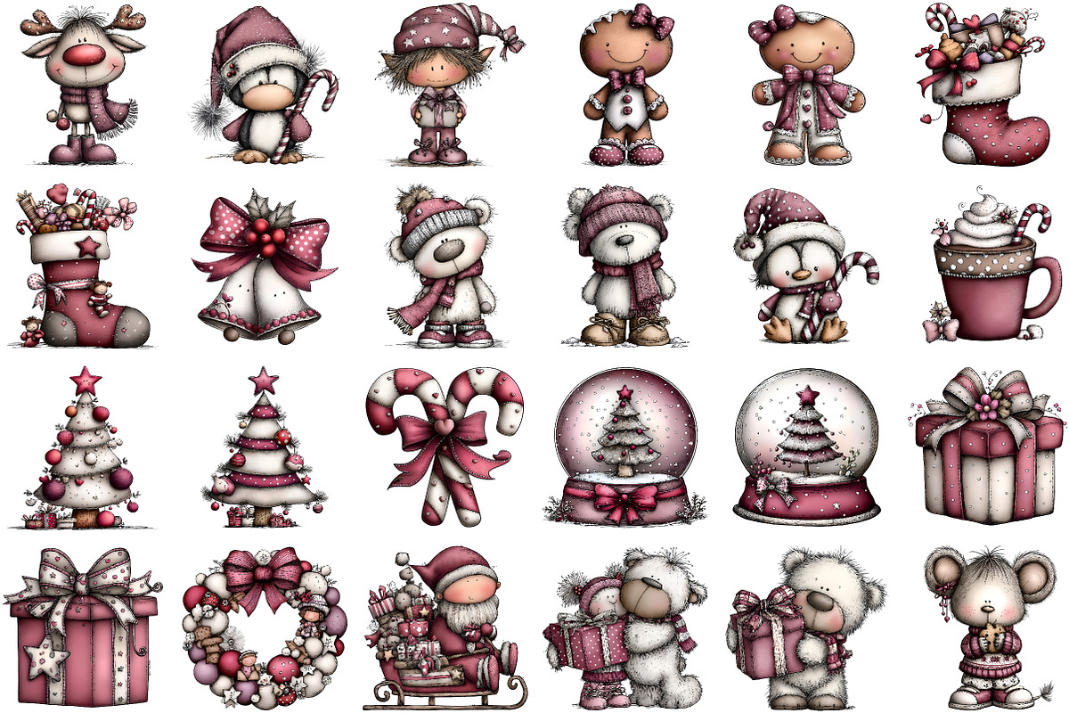 Cute Cartoon-Christmas Clipart Png, an Animal Illustration by Sublimation Artist (Photo 2 of 6)