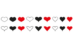 Heart Shapes Pixelated Icon Set, an Object Illustration by Vector Creator