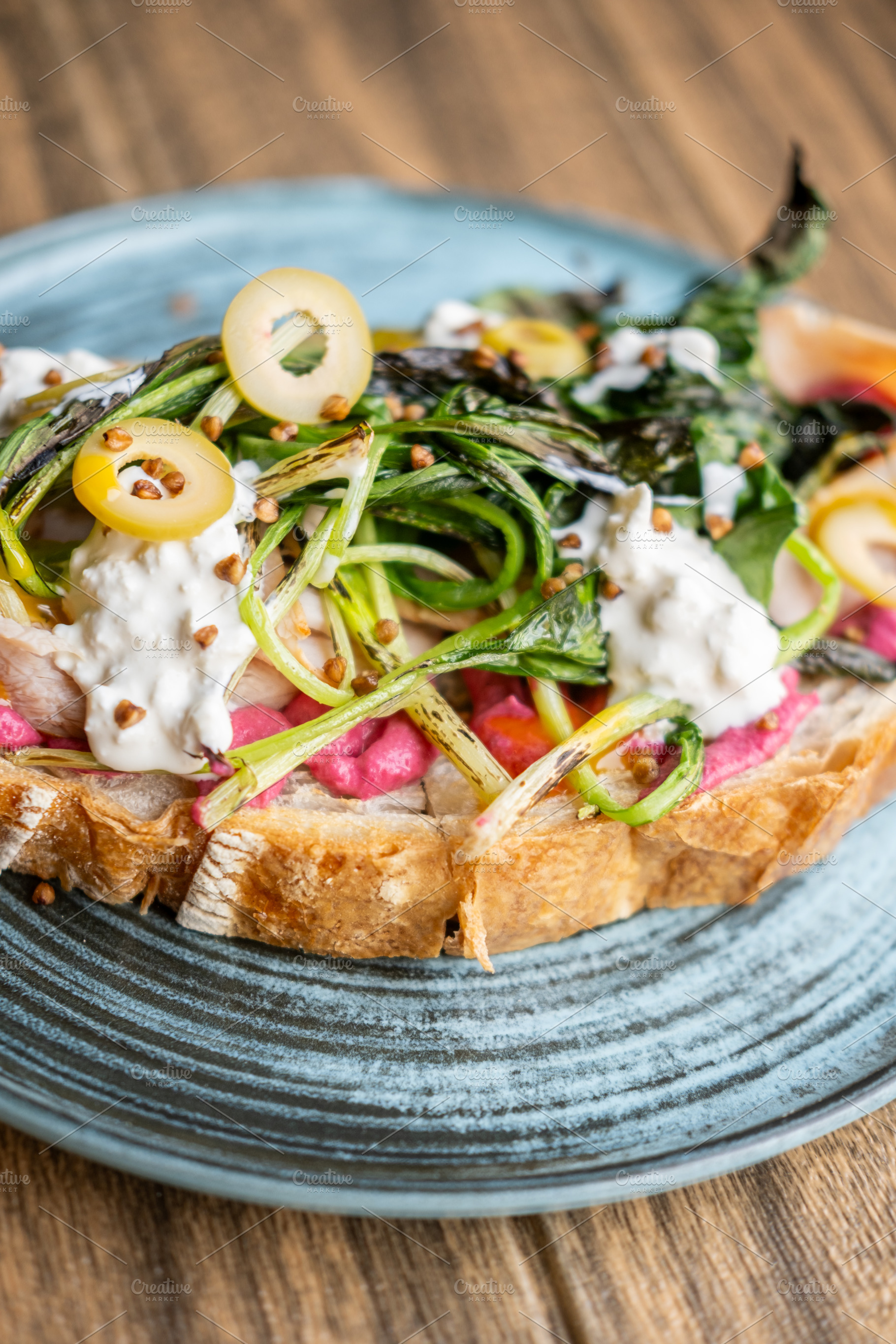 Appetizing lunch portion dish sandwich plate green, a Food & Drink Photo by Photo Drive Studio