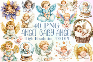 Angel Clipart Baby Angel Clipart Set, an Illustration by Sublimation Artist