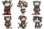 Whimsical Christmas Cats Clipart, an Illustration by DreamArtGraphic (Thumbnail 2 of 4)