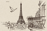Parisian Streets Urban Sketch, a Background Graphic by Alara Studio (Thumbnail 6 of 9)
