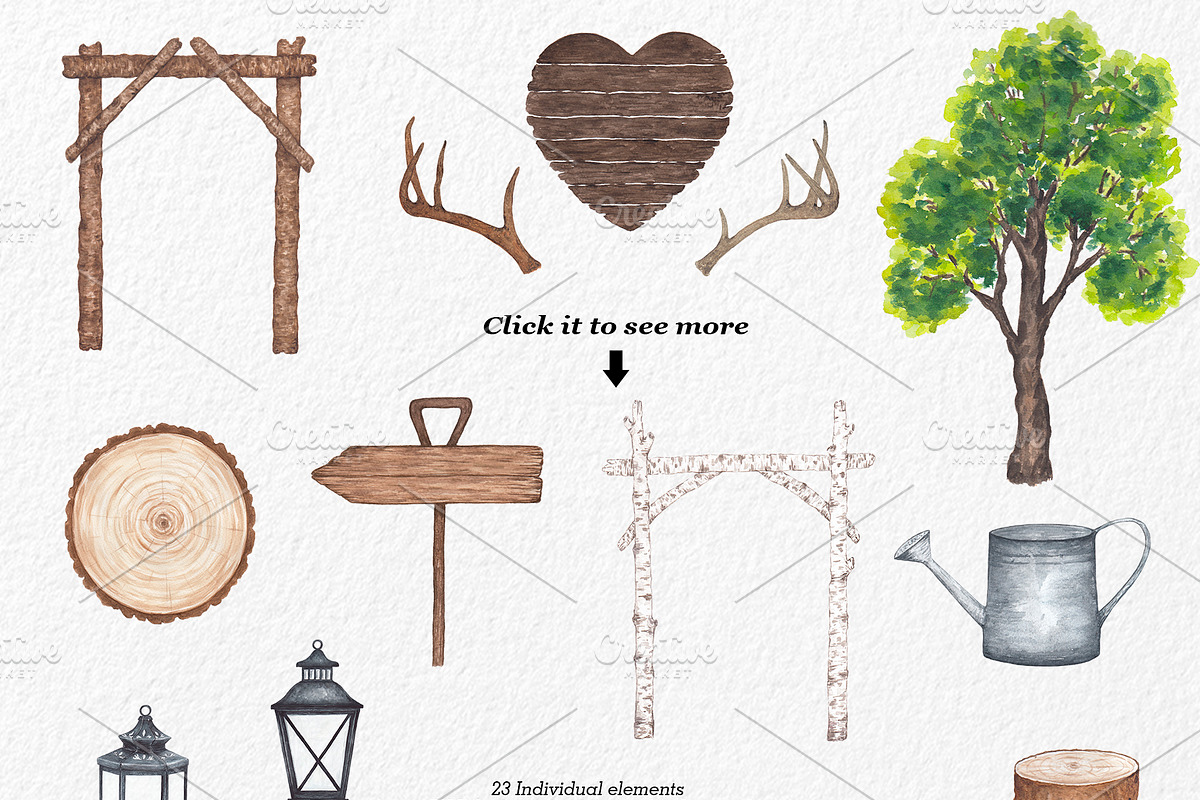 Rustic Watercolor Graphic Set, a Decorative Illustration by Elly Studio (Photo 6 of 13)