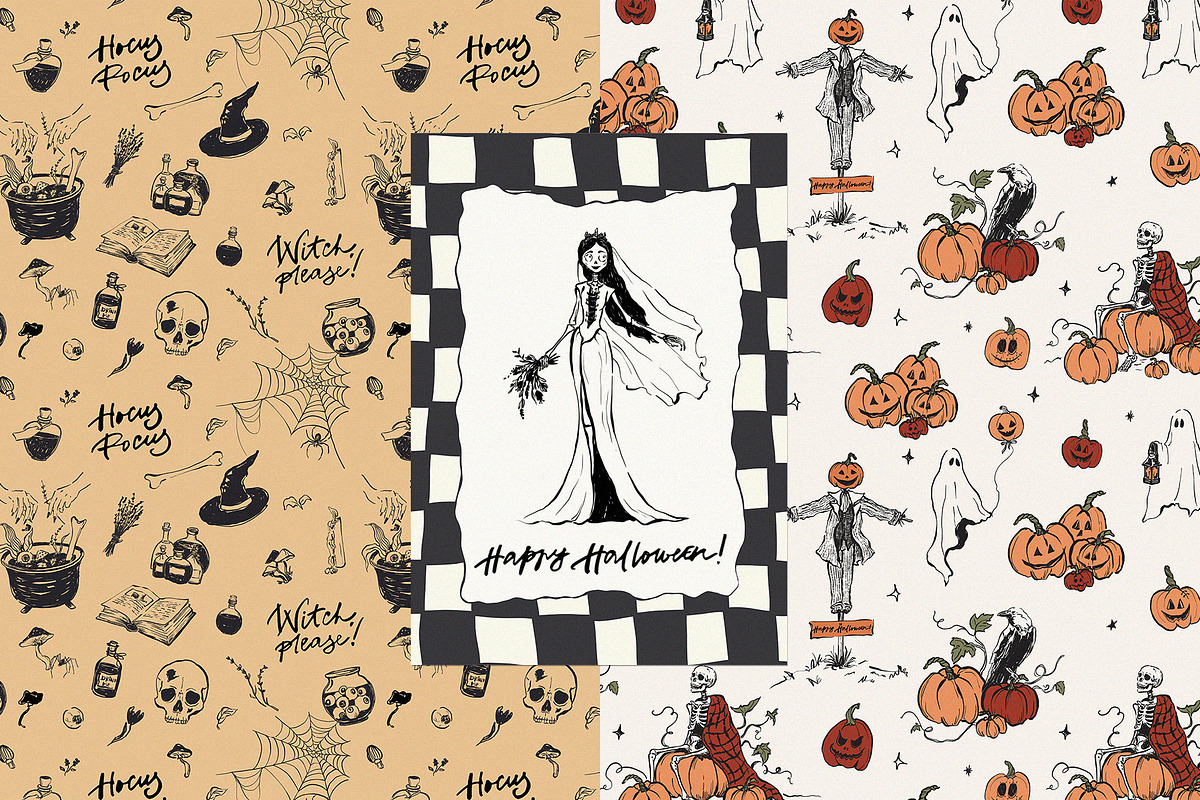 Halloween party vector cute graphics, an Object Illustration by Yuliya Derbisheva (Photo 13 of 13)