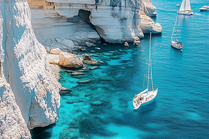 Mediterranean coastline with white, a Nature Photo by MistyDay