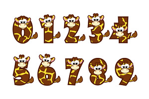 Funny Character Giraffe Numbers, an Education Illustration by BabySofja