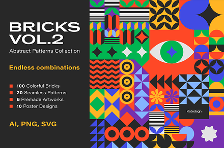 BRICKS VOL2 Patterns Collection, a Pattern Graphic by Katedsgn