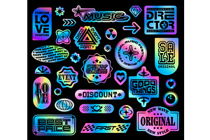 Hologram iridescent y2k stickers, an Object Illustration by Vector Tradition