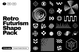 Retro Futurism Shape Pack 70+ Vector, a Technology Illustration by Invisual Studio