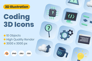 Coding Programming 3D Icons