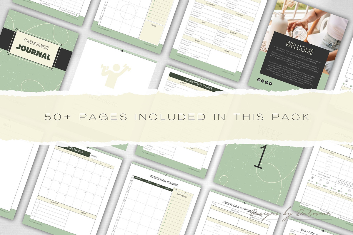 Food and Fitness Planner | Canva, a Magazine Template by Designs by Darowan (Photo 5 of 8)