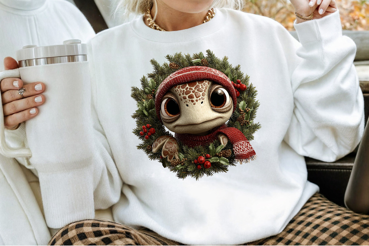 Whimsical Christmas Turtle Clipart, an Illustration by Sublimation Artist (Photo 4 of 6)