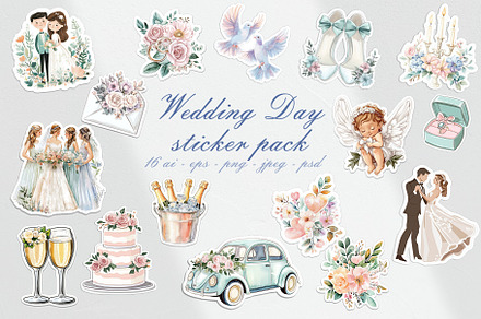 Wedding Day sticker pack with cut li