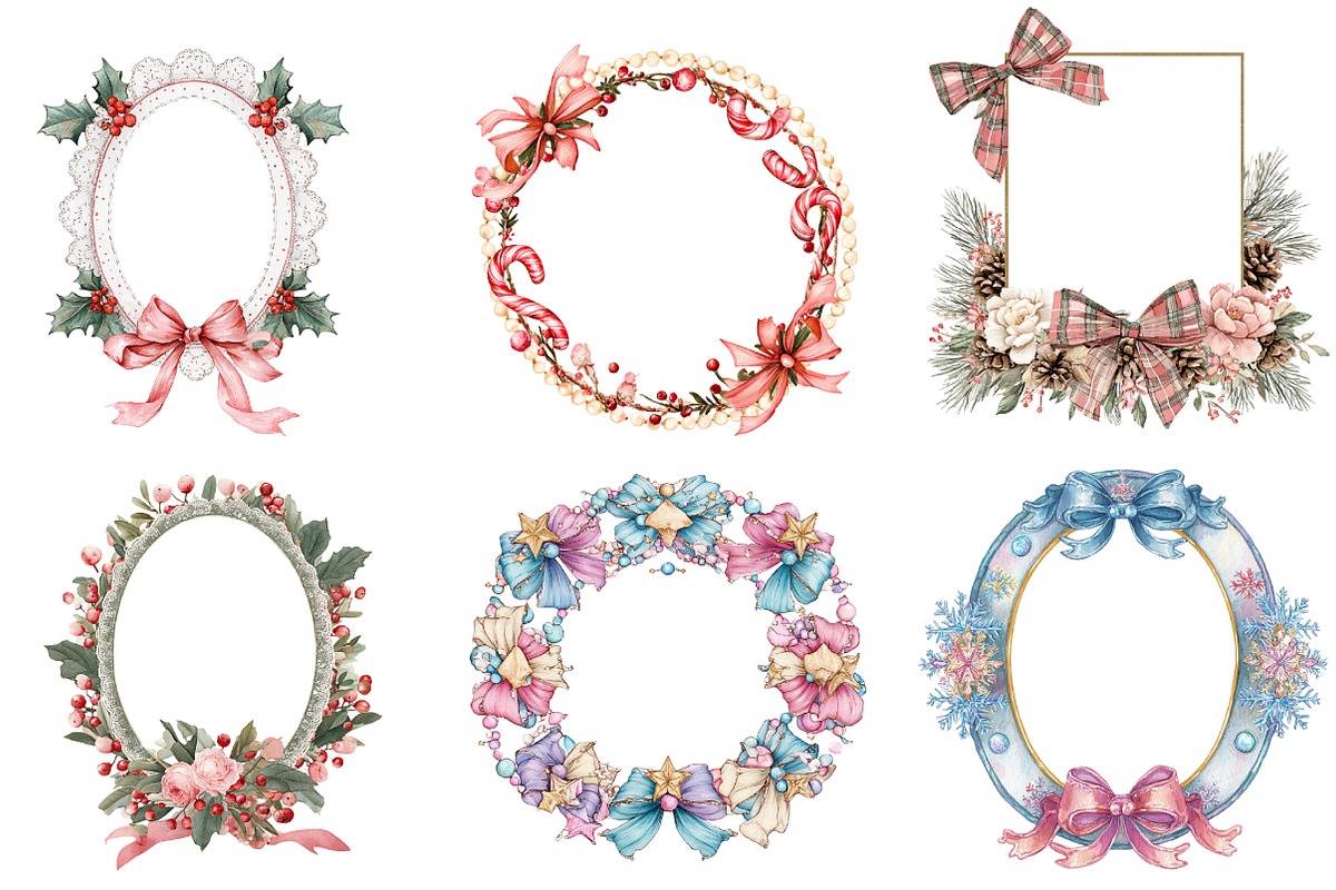 Coquette Christmas Frame Border Clip, an Illustration by DreamArtGraphic (Photo 2 of 4)